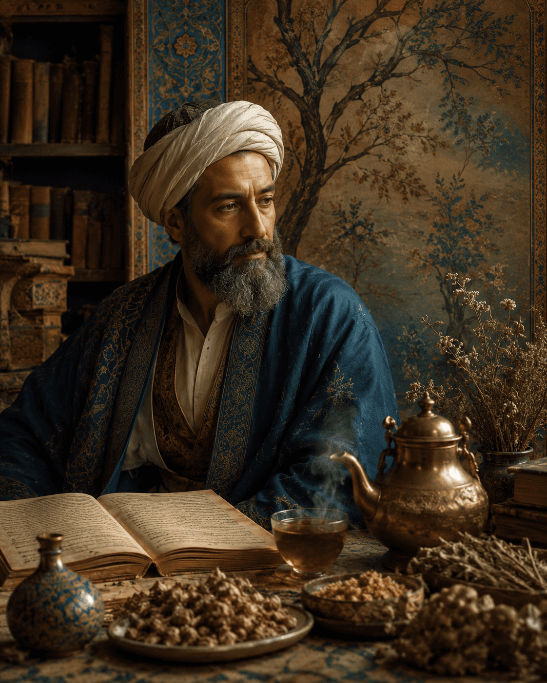 بازآفرینی هنری و جدی از ابنسینا در کنار کتاب، گیاهان دارویی و دمنوش